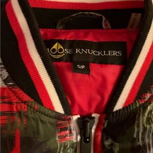 Moose Knuckles Red and Black Cropped Women’s Jacket